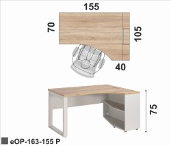 Biurko profilowane z szafką eOP-163-155 P