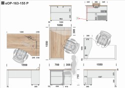 Wymiary biurka eOP-163-155 P