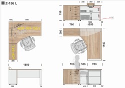 Układ mebli i wymiary w zestawie Z-156 L
