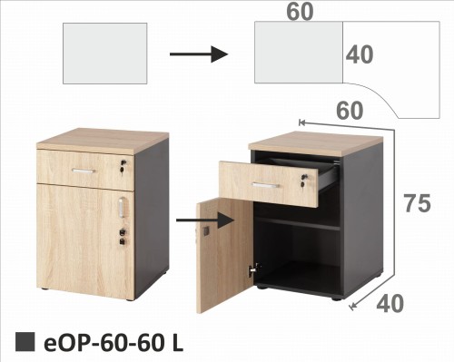 Szafka 1 szuflada + 1 drzwi otwierane na lewo | eOP-60-60 L