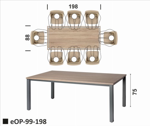Stół 198x88 na ramie skręcanej z nogą 5x5 dla 8 osób