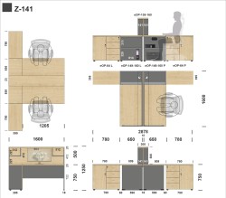 Układ mebli oraz  wymiary zestawu Z-141