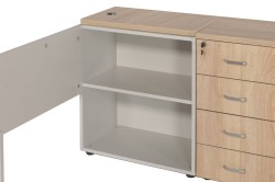 Szafka wewnętrzna biurka zestawiona z szafką boczną eOP-64 P