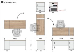 Wymiary biurka eOP-149-160 L