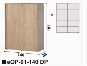 Regał  5 poziomów na segregatory, drzwi przesuwne  zamykane