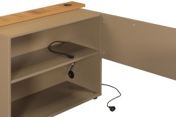 Biurko eOP-166-160 L z przelotkami na kable