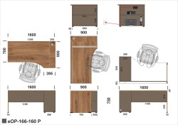 Wymiary biurka eOP-166-160 P