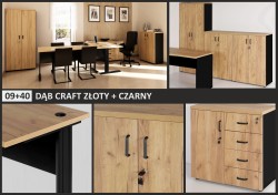 Kolorystyka mebli eOPTIMAL - połączenie koloru dąb craft złoty + czarny