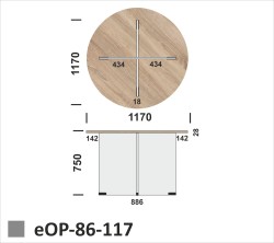 Wymiary stolika eOP-86-117