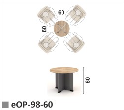 Stolik biurowy kawowy niski H=60 cm okrągły z blatem o średnicy 60 cm na nogach z płyty