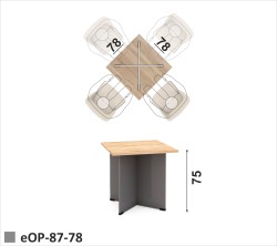 Stolik biurowy z blatem kwadratowym 78x78 cm na nogach z płyty H=75cm