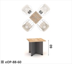Stolik biurowy kawowy niski H-60cm z blatem kwadratowym 60x60 cm na nogach z płyty