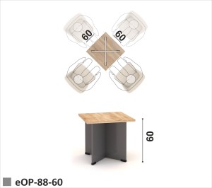 Stolik biurowy kawowy niski H-60cm z blatem kwadratowym 60x60 cm na nogach z płyty