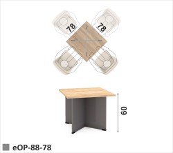 Stolik biurowy kawowy niski H-60cm z blatem kwadratowym 78x78 cm na nogach z płyty