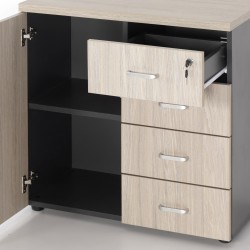 Przykład mebli w kolorze Dąb urban oyster 13 + antracyt 41