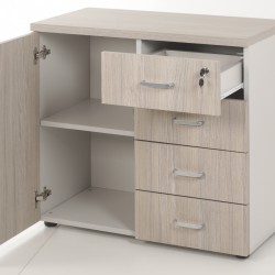 Przykład mebli w kolorze Dąb urban Oyster 13 + Popiel 43