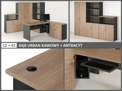 Przykład mebli w kolorze dąb urban kawowy 12 + antracyt 41