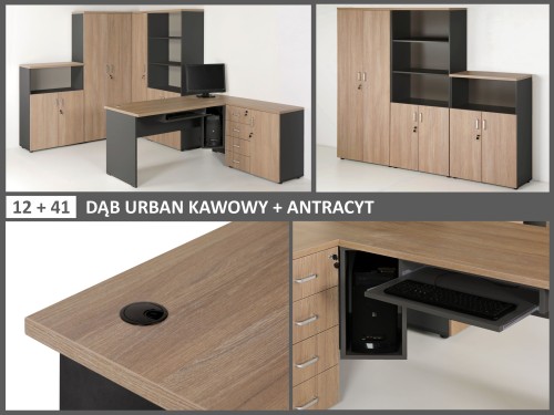 Przykład mebli w kolorze dąb urban kawowy 12 + antracyt 41