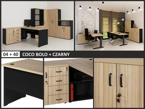 Przykład mebli w kolorze Coco bolo 04 + czarny 40